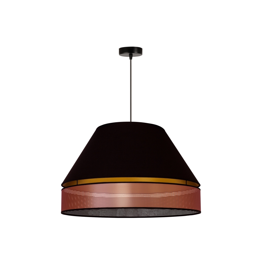 Duolla - Kattokruunu johdossa COPPER SHINY 1xE27/15W/230V halkaisija 60 cm musta/kupari