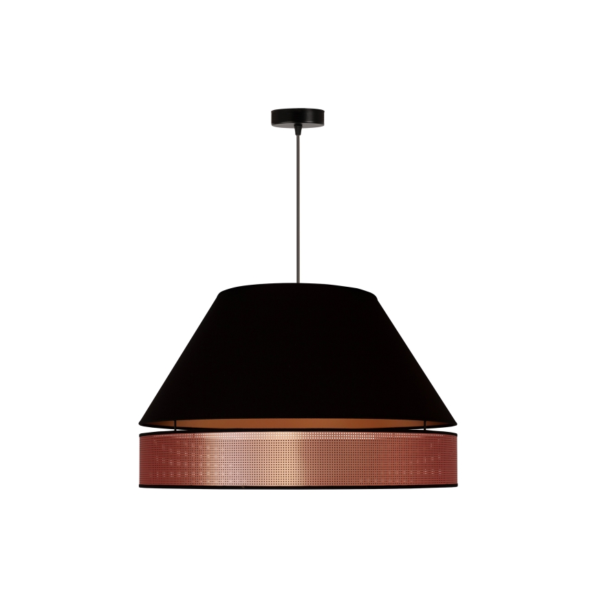 Duolla - Kattokruunu johdossa COPPER SHINY 1xE27/15W/230V halkaisija 60 cm musta/kupari