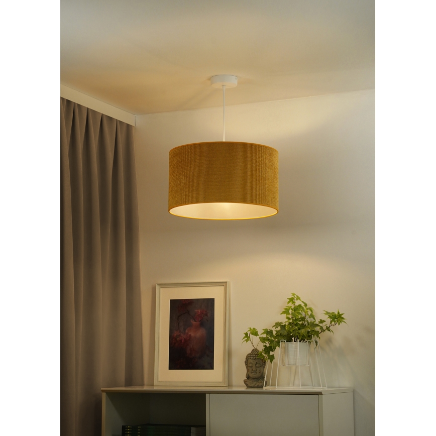 Duolla - Kattokruunu johdossa CORDUROY 1xE27/15W/230V halkaisija 40 cm keltainen