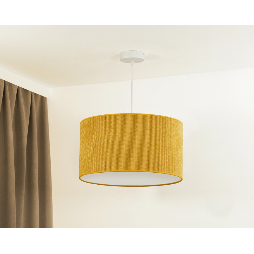 Duolla - Kattokruunu johdossa CORDUROY 1xE27/15W/230V halkaisija 40 cm keltainen