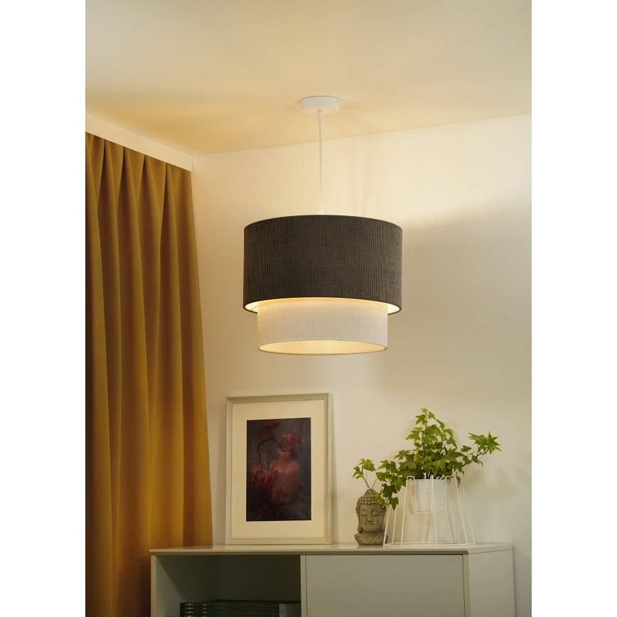 Duolla - Kattokruunu johdossa CORDUROY 1xE27/15W/230V halkaisija 40 cm ruskea/kerma