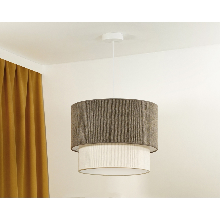 Duolla - Kattokruunu johdossa CORDUROY 1xE27/15W/230V halkaisija 40 cm ruskea/kerma