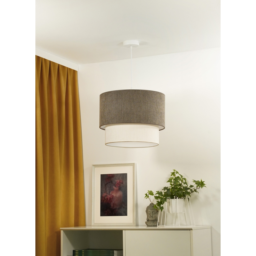Duolla - Kattokruunu johdossa CORDUROY 1xE27/15W/230V halkaisija 40 cm ruskea/kerma