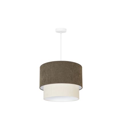 Duolla - Kattokruunu johdossa CORDUROY 1xE27/15W/230V halkaisija 40 cm ruskea/kerma