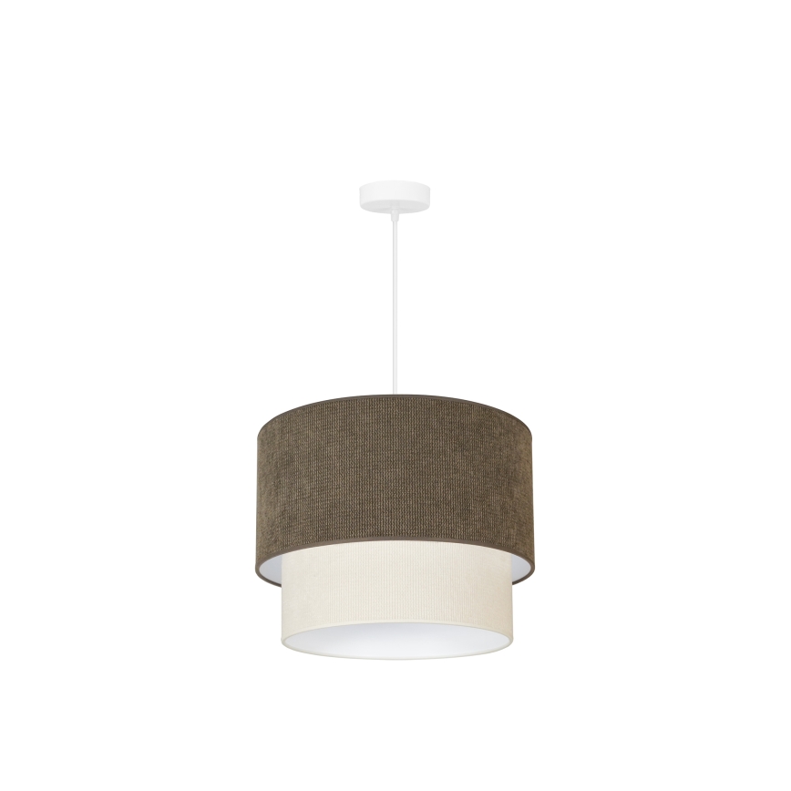 Duolla - Kattokruunu johdossa CORDUROY 1xE27/15W/230V halkaisija 40 cm ruskea/kerma