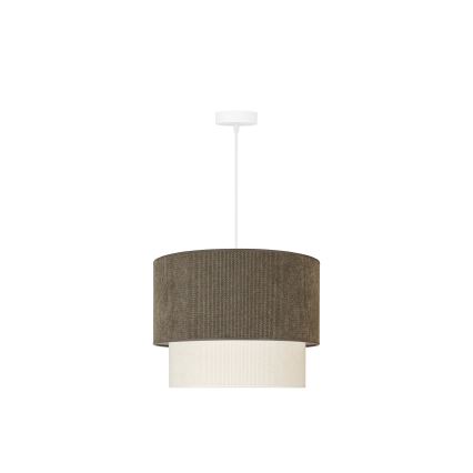 Duolla - Kattokruunu johdossa CORDUROY 1xE27/15W/230V halkaisija 40 cm ruskea/kerma