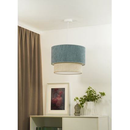 Duolla - Kattokruunu johdossa CORDUROY 1xE27/15W/230V halkaisija 40 cm sininen/beige