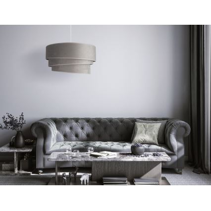 Duolla - Kattokruunu johdossa DEVON 1xE27/40W/230V halkaisija 45 cm harmaa