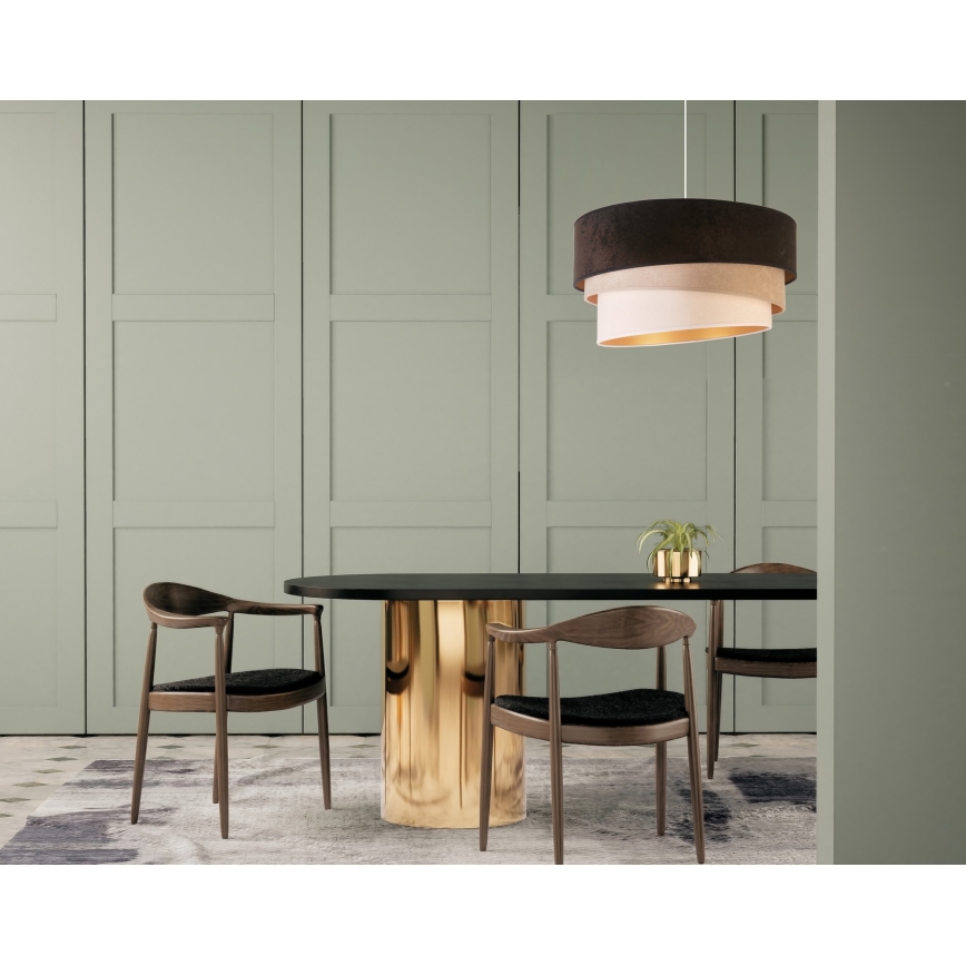 Duolla - Kattokruunu johdossa DEVON 1xE27/40W/230V halkaisija 45 cm musta/beige