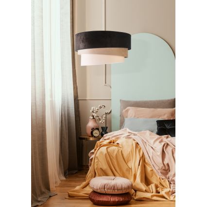 Duolla - Kattokruunu johdossa DEVON 1xE27/40W/230V halkaisija 45 cm musta/beige