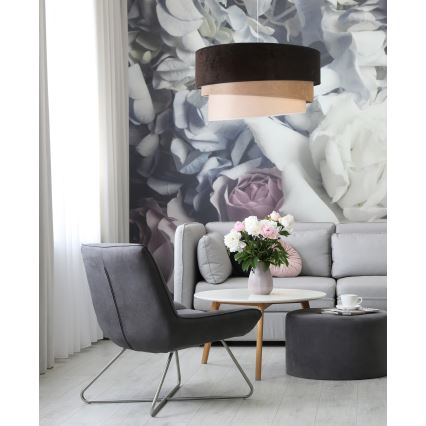 Duolla - Kattokruunu johdossa DEVON 1xE27/40W/230V halkaisija 45 cm musta/beige
