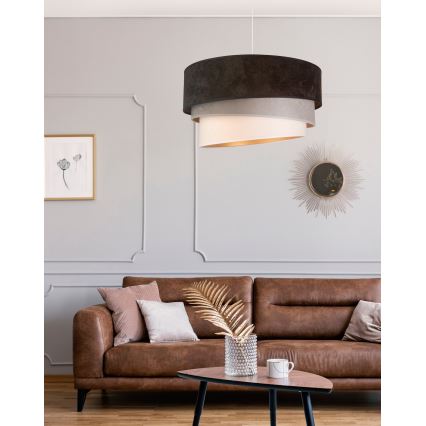 Duolla - Kattokruunu johdossa DEVON 1xE27/40W/230V halkaisija 45 cm musta/harmaa/beige