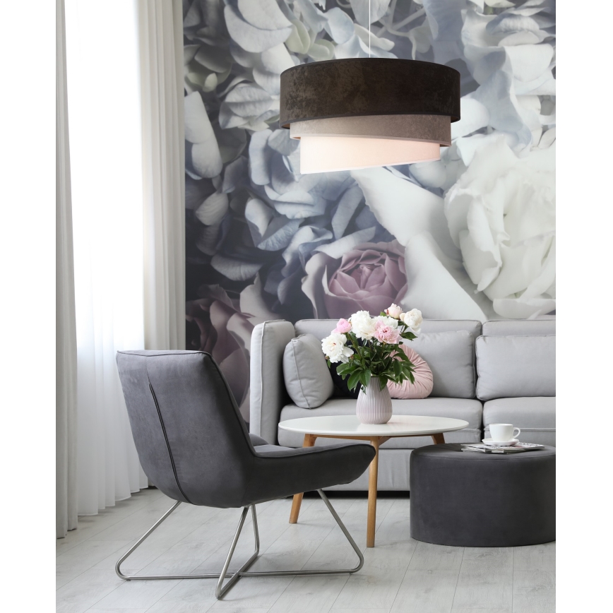Duolla - Kattokruunu johdossa DEVON 1xE27/40W/230V halkaisija 45 cm musta/harmaa/beige