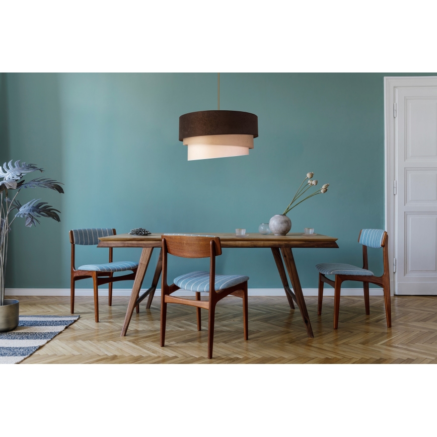 Duolla - Kattokruunu johdossa DEVON 1xE27/40W/230V halkaisija 45 cm ruskea/beige