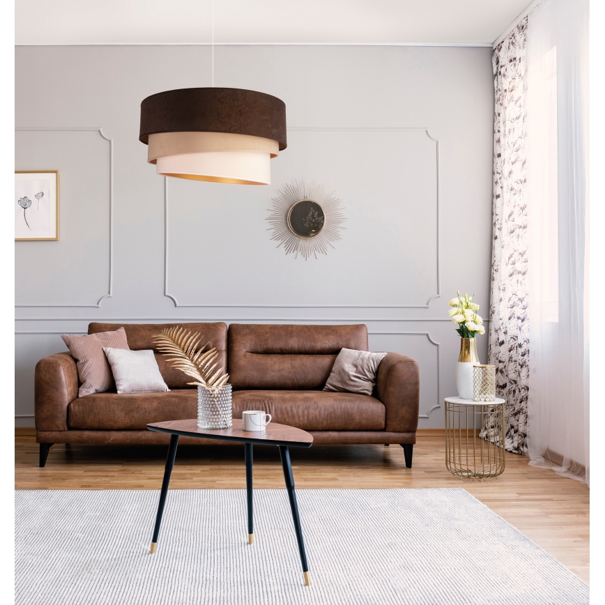 Duolla - Kattokruunu johdossa DEVON 1xE27/40W/230V halkaisija 45 cm ruskea/beige