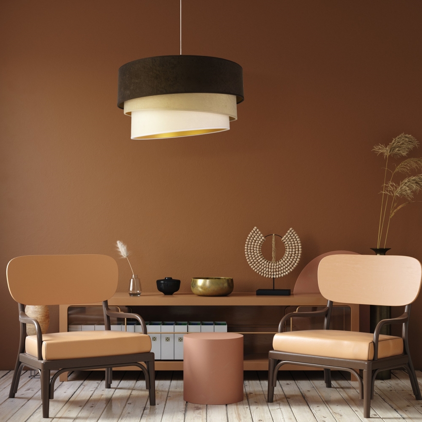 Duolla - Kattokruunu johdossa DEVON 1xE27/40W/230V halkaisija 45 cm ruskea/beige