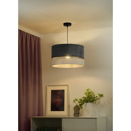 Duolla - Kattokruunu johdossa DOUBLE 1xE27/15W/230V halkaisija 40 cm harmaa