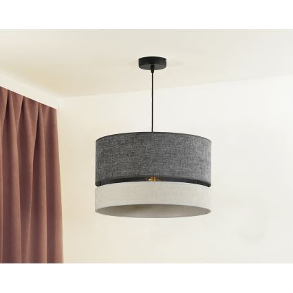 Duolla - Kattokruunu johdossa DOUBLE 1xE27/15W/230V halkaisija 40 cm harmaa