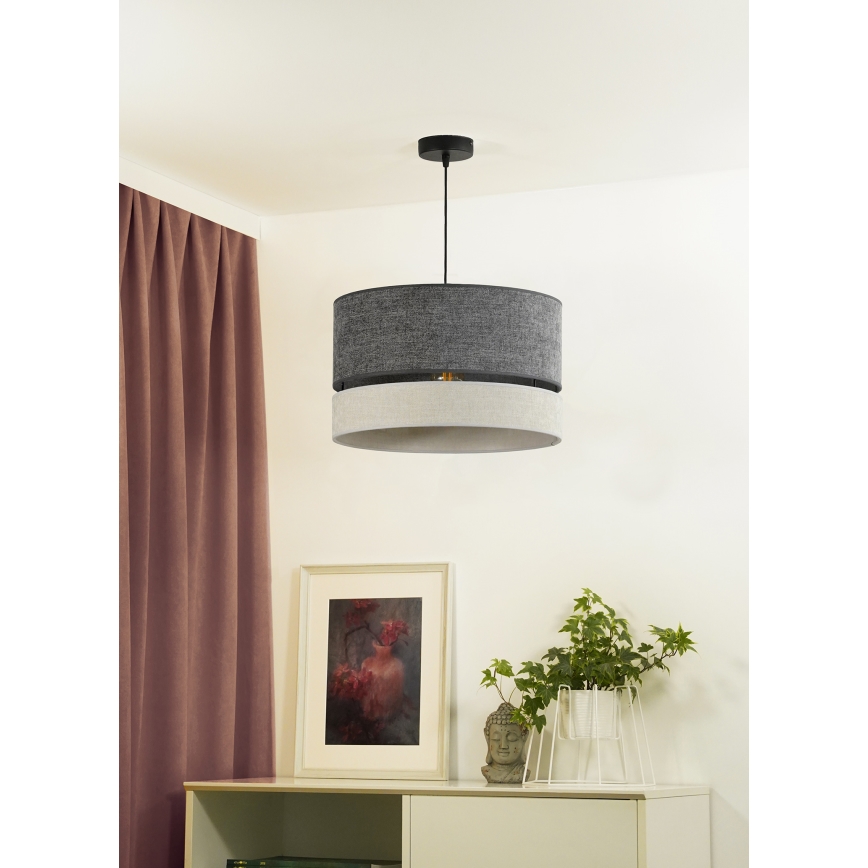 Duolla - Kattokruunu johdossa DOUBLE 1xE27/15W/230V halkaisija 40 cm harmaa