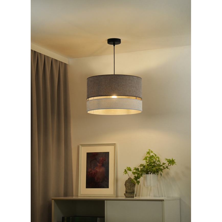 Duolla - Kattokruunu johdossa DOUBLE 1xE27/15W/230V halkaisija 40 cm ruskea/harmaa