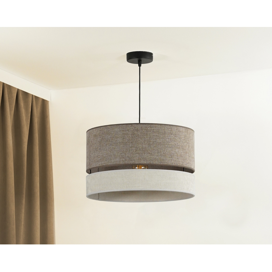 Duolla - Kattokruunu johdossa DOUBLE 1xE27/15W/230V halkaisija 40 cm ruskea/harmaa