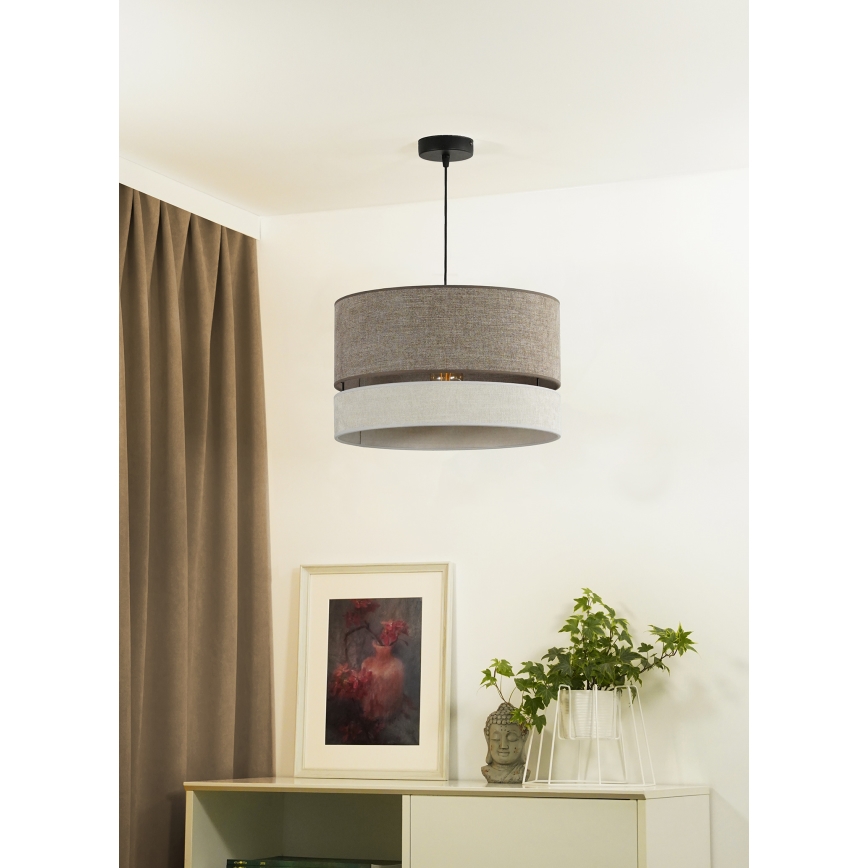 Duolla - Kattokruunu johdossa DOUBLE 1xE27/15W/230V halkaisija 40 cm ruskea/harmaa