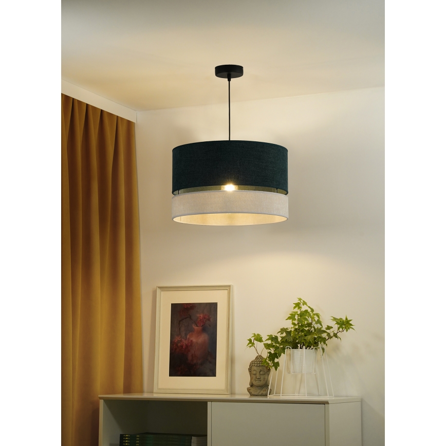 Duolla - Kattokruunu johdossa DOUBLE 1xE27/15W/230V halkaisija 40 cm vihreä/harmaa