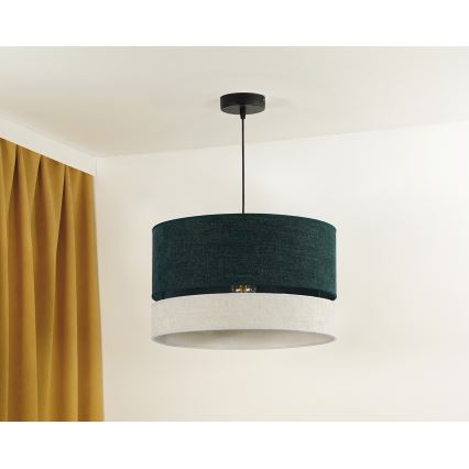 Duolla - Kattokruunu johdossa DOUBLE 1xE27/15W/230V halkaisija 40 cm vihreä/harmaa