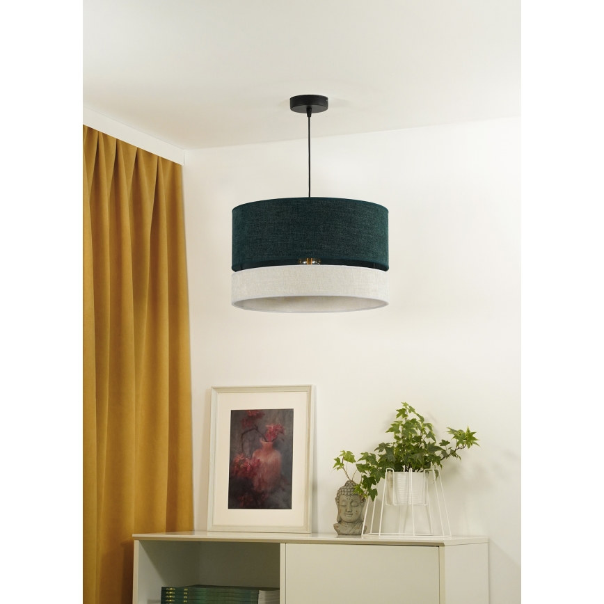 Duolla - Kattokruunu johdossa DOUBLE 1xE27/15W/230V halkaisija 40 cm vihreä/harmaa