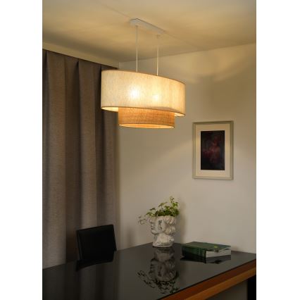 Duolla - Kattokruunu johdossa DOUBLE OVAL NATURE 2xE27/15W/230V kerma/beige