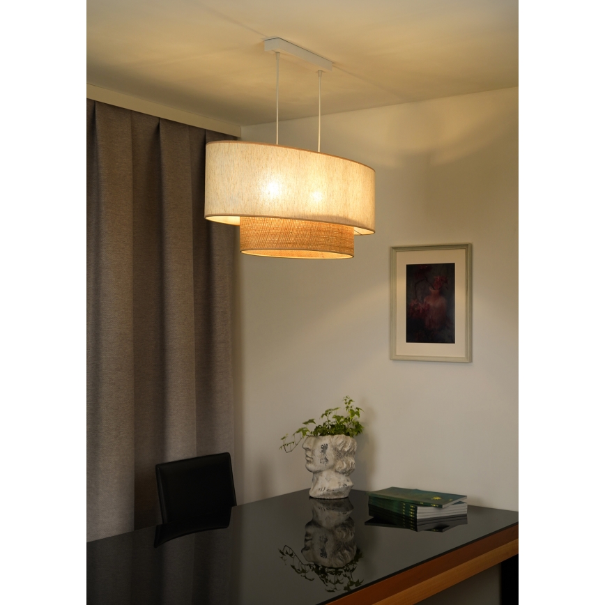 Duolla - Kattokruunu johdossa DOUBLE OVAL NATURE 2xE27/15W/230V kerma/beige