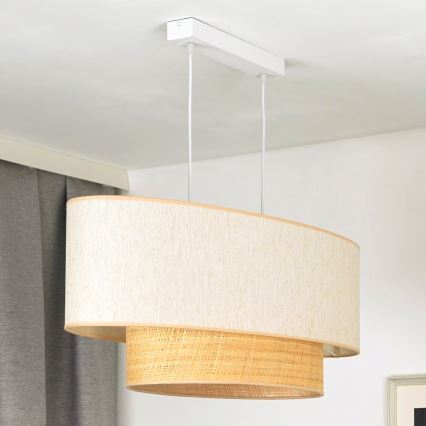 Duolla - Kattokruunu johdossa DOUBLE OVAL NATURE 2xE27/15W/230V kerma/beige