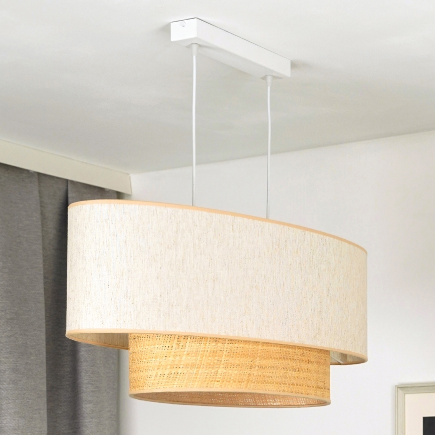 Duolla - Kattokruunu johdossa DOUBLE OVAL NATURE 2xE27/15W/230V kerma/beige