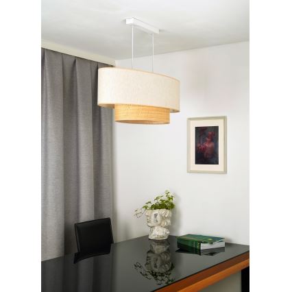 Duolla - Kattokruunu johdossa DOUBLE OVAL NATURE 2xE27/15W/230V kerma/beige
