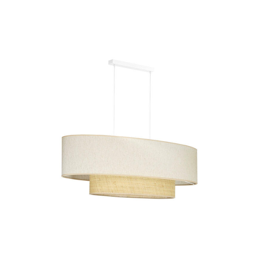 Duolla - Kattokruunu johdossa DOUBLE OVAL NATURE 2xE27/15W/230V kerma/beige