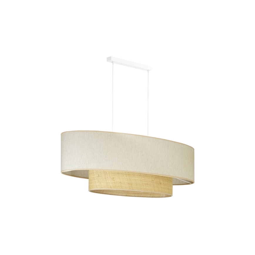 Duolla - Kattokruunu johdossa DOUBLE OVAL NATURE 2xE27/15W/230V kerma/beige