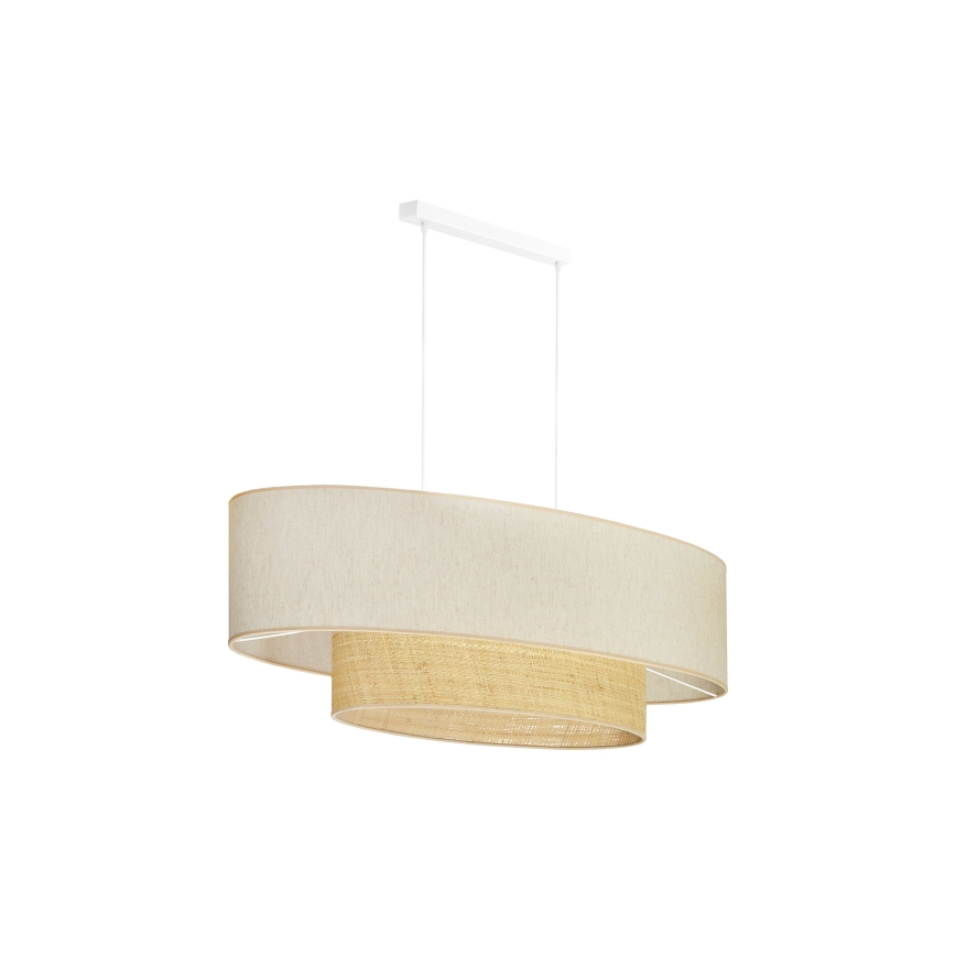 Duolla - Kattokruunu johdossa DOUBLE OVAL NATURE 2xE27/15W/230V kerma/beige