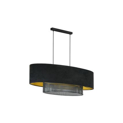 Duolla - Kattokruunu johdossa DOUBLE OVAL RATTAN 2xE27/15W/230V musta/rottinki