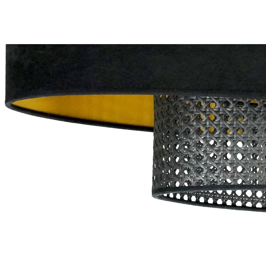 Duolla - Kattokruunu johdossa DOUBLE OVAL RATTAN 2xE27/15W/230V musta/rottinki