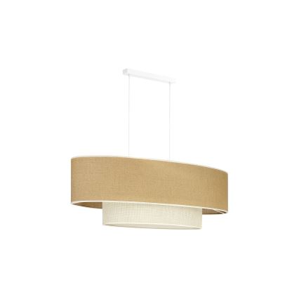 Duolla - Kattokruunu johdossa DOUBLE OVAL YUTE 2xE27/15W/230V ruskea/kerma