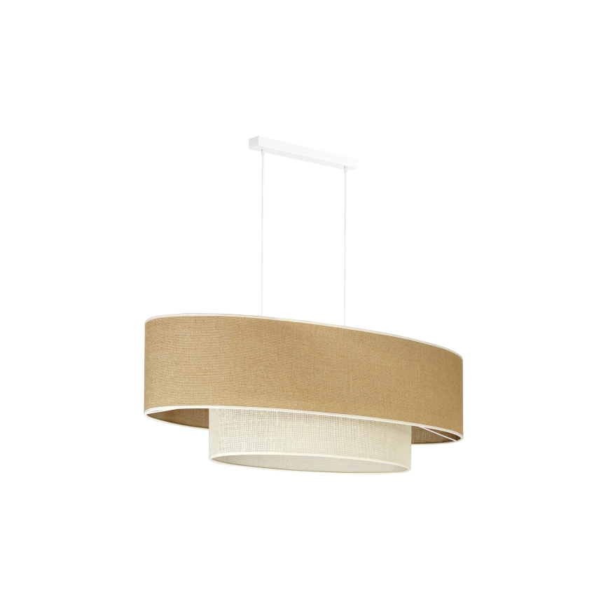 Duolla - Kattokruunu johdossa DOUBLE OVAL YUTE 2xE27/15W/230V ruskea/kerma