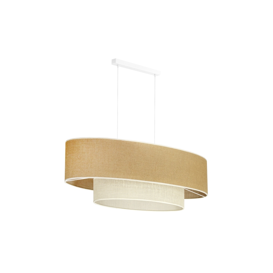 Duolla - Kattokruunu johdossa DOUBLE OVAL YUTE 2xE27/15W/230V ruskea/kerma