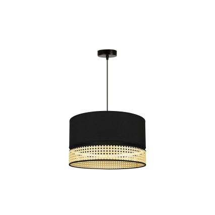 Duolla - Kattokruunu johdossa DOUBLE RATTAN 1xE27/15W/230V halkaisija 40 cm musta/beige