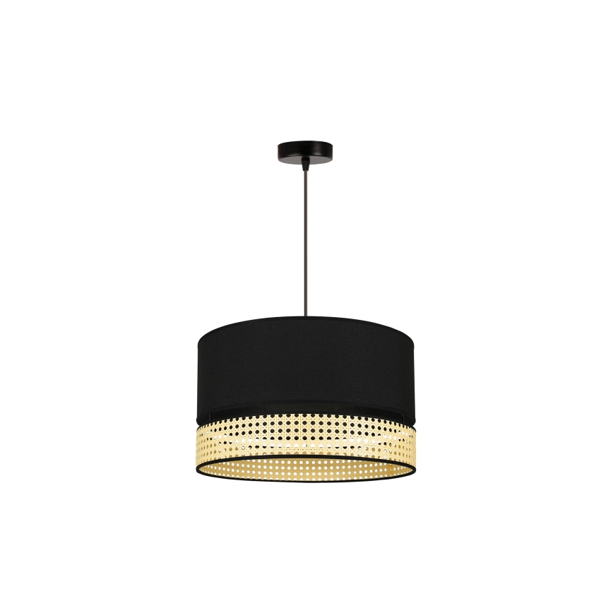 Duolla - Kattokruunu johdossa DOUBLE RATTAN 1xE27/15W/230V halkaisija 40 cm musta/beige