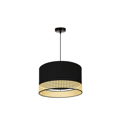 Duolla - Kattokruunu johdossa DOUBLE RATTAN 1xE27/15W/230V halkaisija 40 cm musta/beige