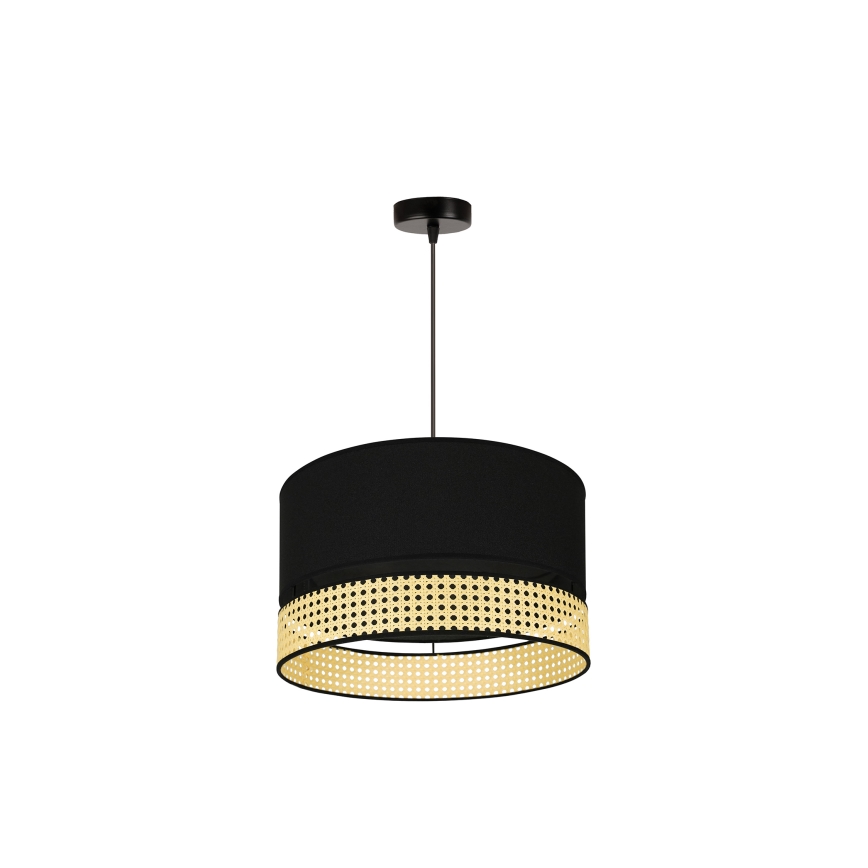 Duolla - Kattokruunu johdossa DOUBLE RATTAN 1xE27/15W/230V halkaisija 40 cm musta/beige