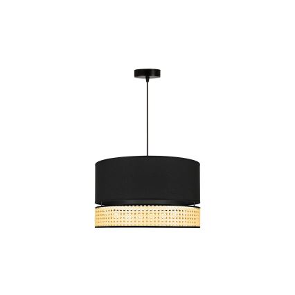 Duolla - Kattokruunu johdossa DOUBLE RATTAN 1xE27/15W/230V halkaisija 40 cm musta/beige