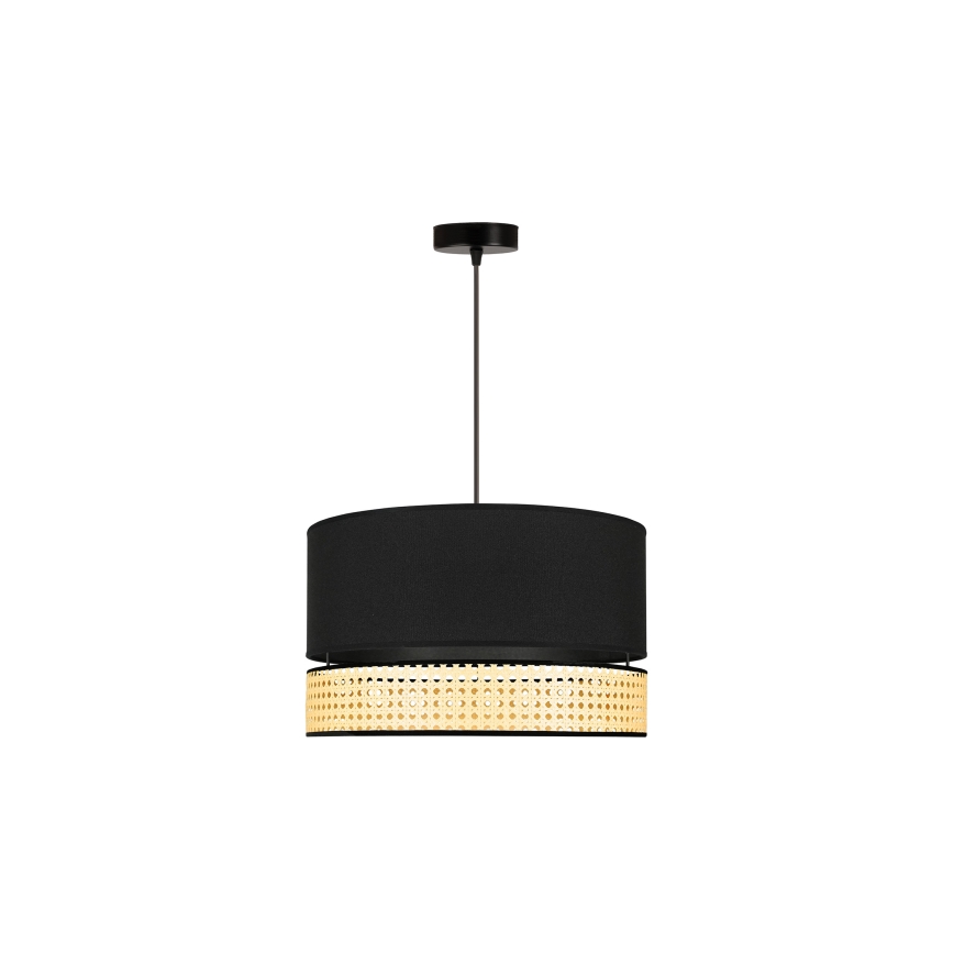Duolla - Kattokruunu johdossa DOUBLE RATTAN 1xE27/15W/230V halkaisija 40 cm musta/beige