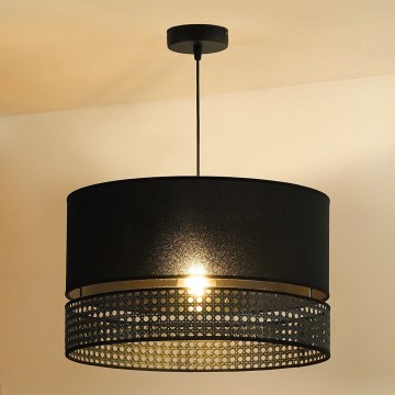 Duolla - Kattokruunu johdossa DOUBLE RATTAN 1xE27/15W/230V halkaisija 40 cm musta