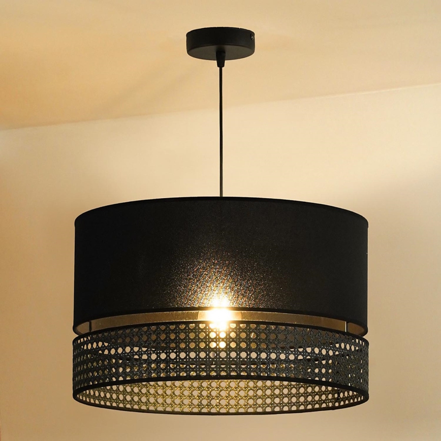 Duolla - Kattokruunu johdossa DOUBLE RATTAN 1xE27/15W/230V halkaisija 40 cm musta
